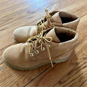 Timberland Tan Lace-Up Boots with Yellow Contrast Laces